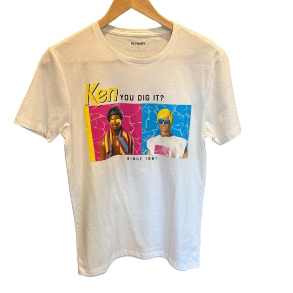 Old Navy Mens white Barbie Ken Doll Short sleeve Tee XS crew neck - Picture 1 of 8